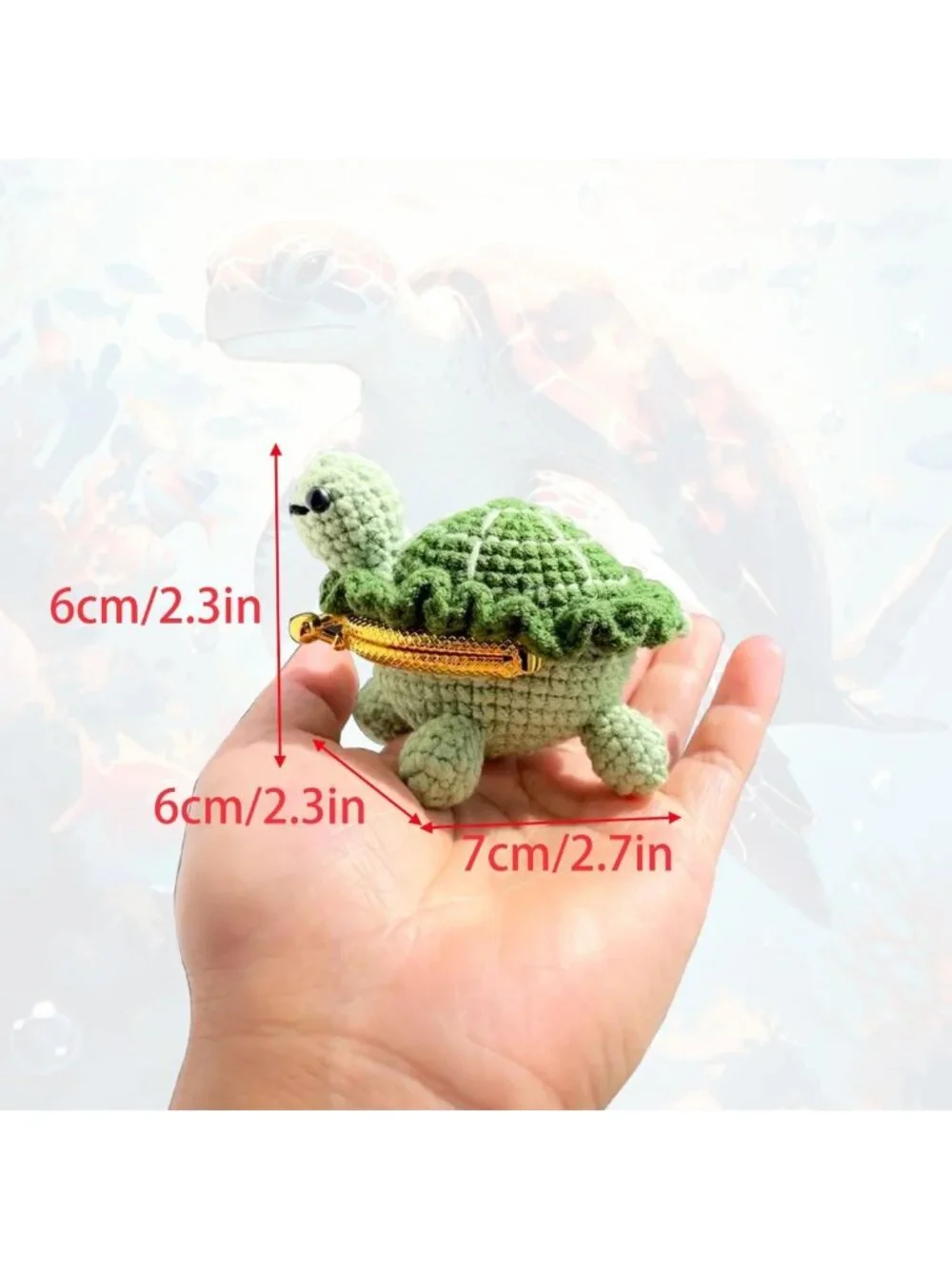 Handmade Crochet Turtle Mini Coin Purse & Keychain - USB Flash Drive Organizer